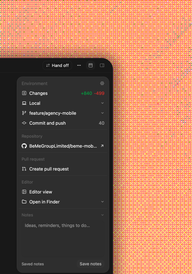 Kybern thread panel with changes, commit and pull-request actions