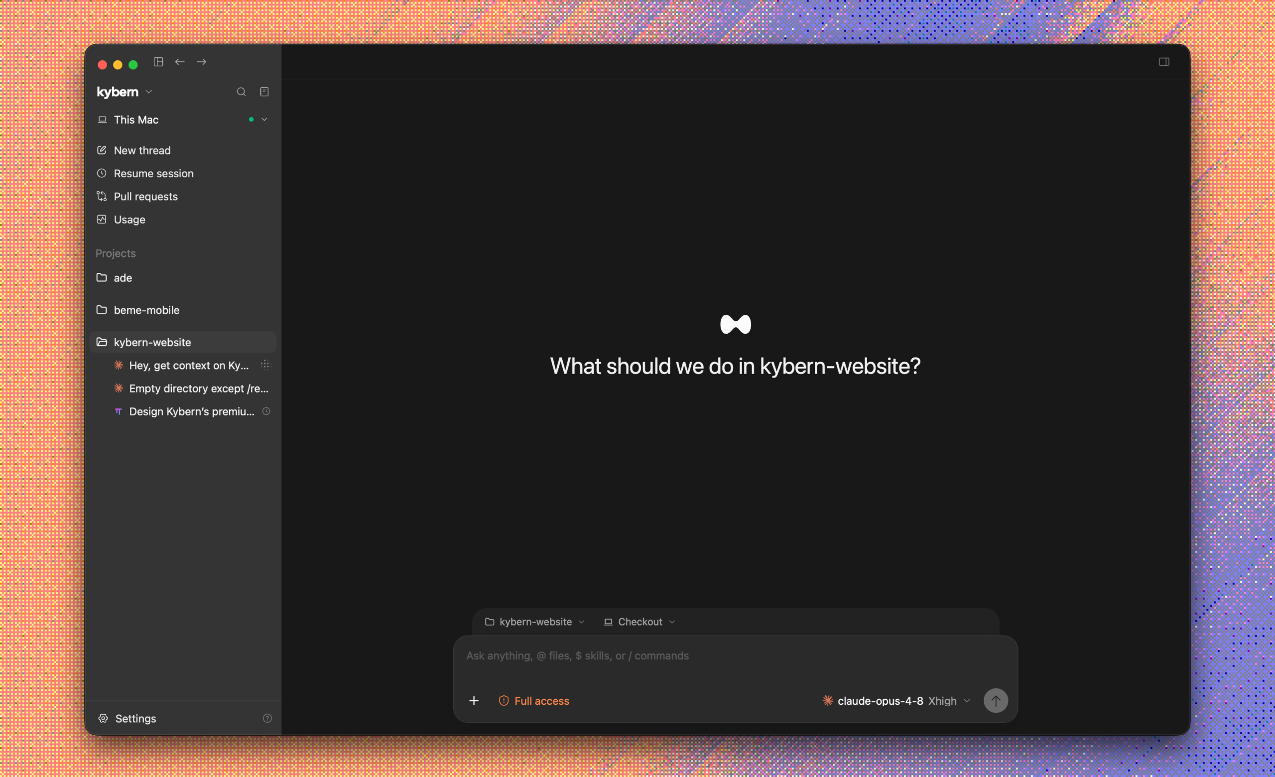 Kybern desktop app, thread view